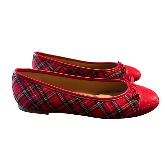 Talbots BLAIR CAP TOE BALLET FLATS TARTAN PLAID Red Size 10.5 - Picture 4 of 8